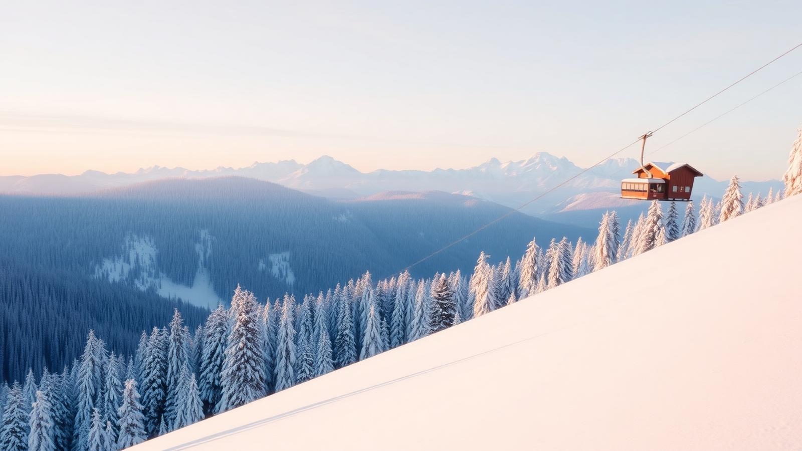 Poederlandschap bij Fieberbrunn in Tirol met besneeuwde bergtoppen en dennenbomen.